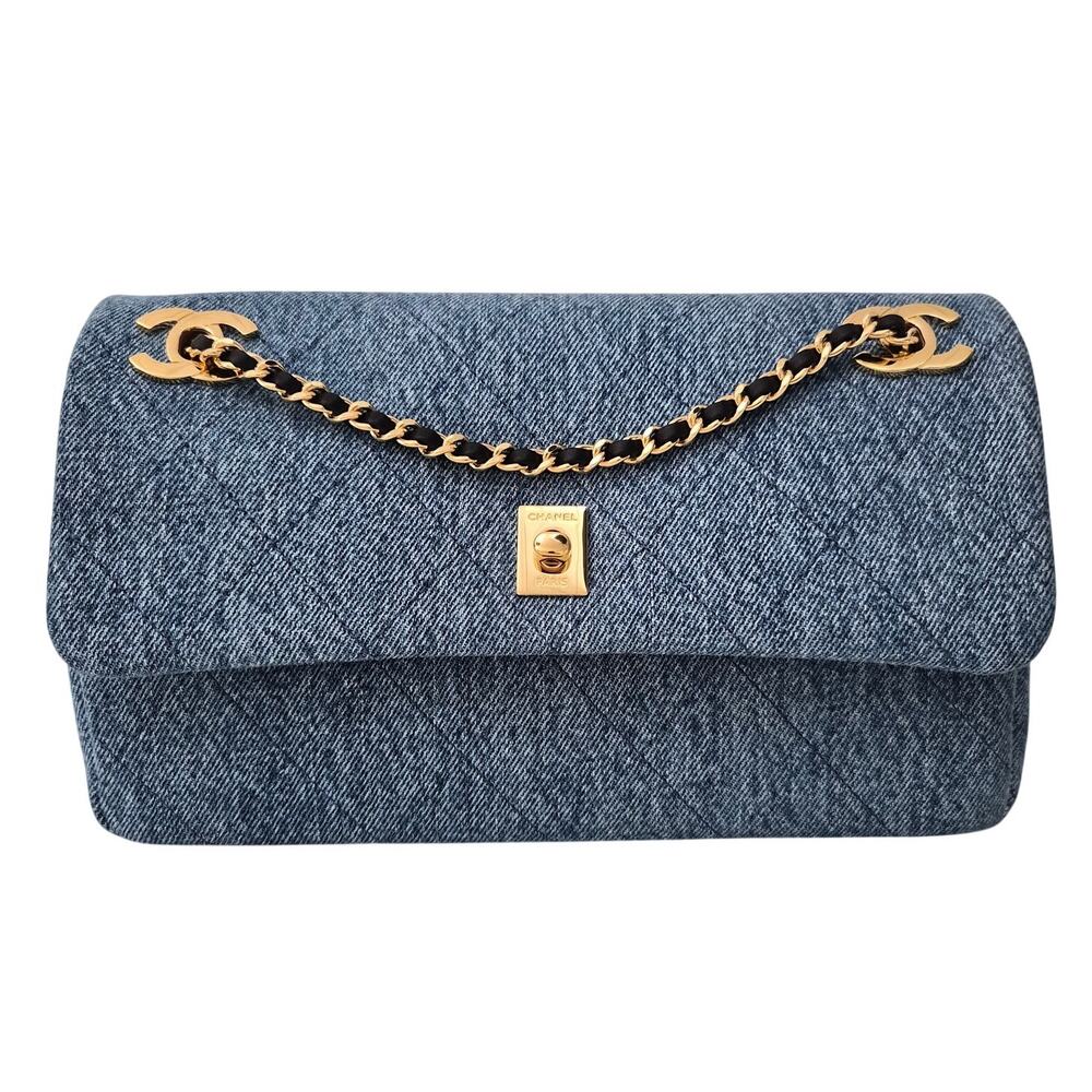 Chanel Denim Quilted Eyes On You Flap Blue